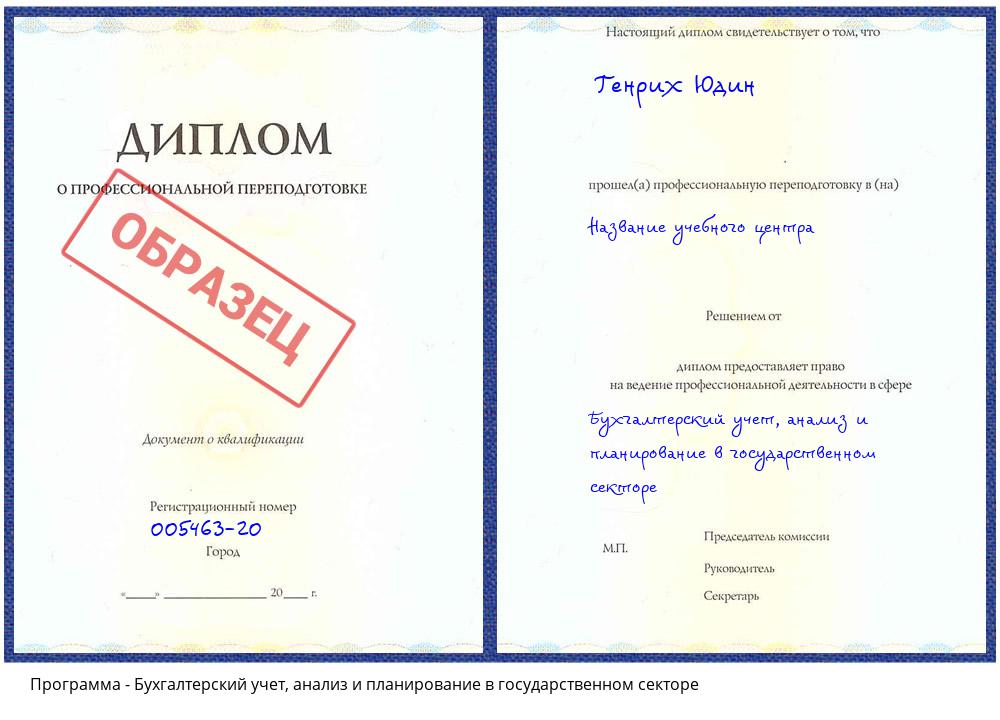 Бухгалтерский учет, анализ и планирование в государственном секторе Брянск