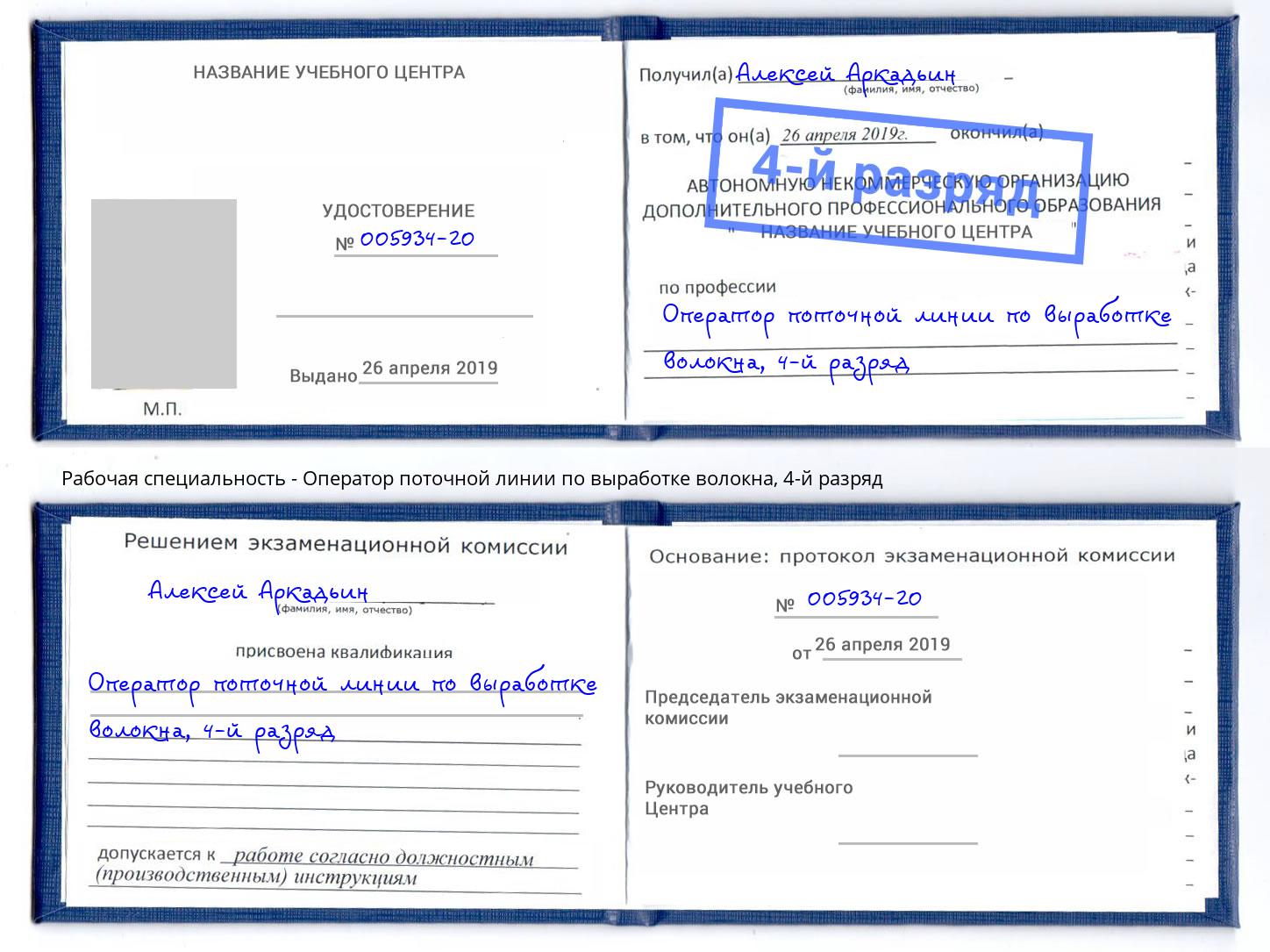 корочка 4-й разряд Оператор поточной линии по выработке волокна Брянск