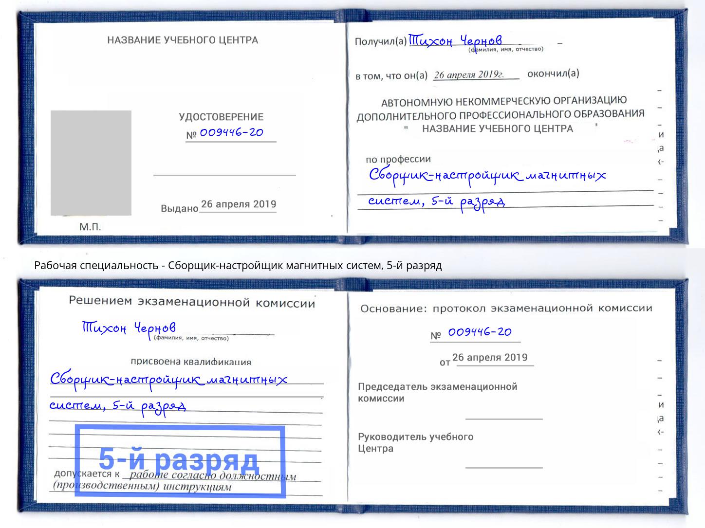 корочка 5-й разряд Сборщик-настройщик магнитных систем Брянск